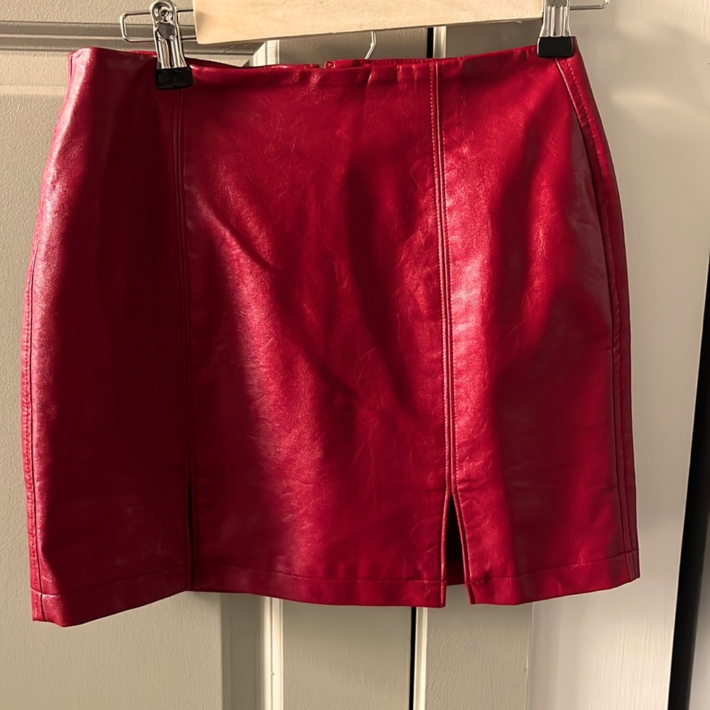 Short leather red dress